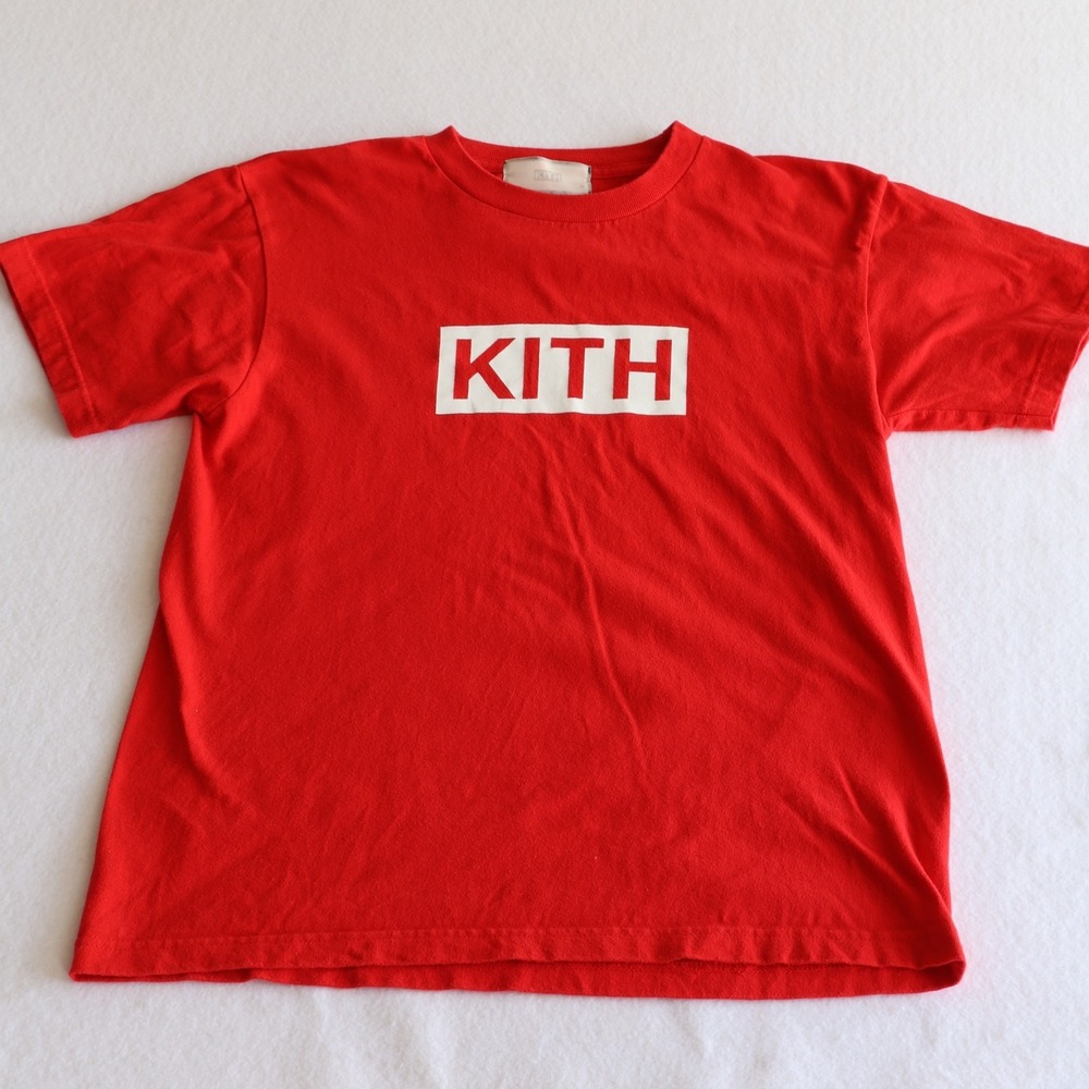 Kith Classic Box Logo Tee Red White Mens Medium Short Sleeve Graphic T-Shirt